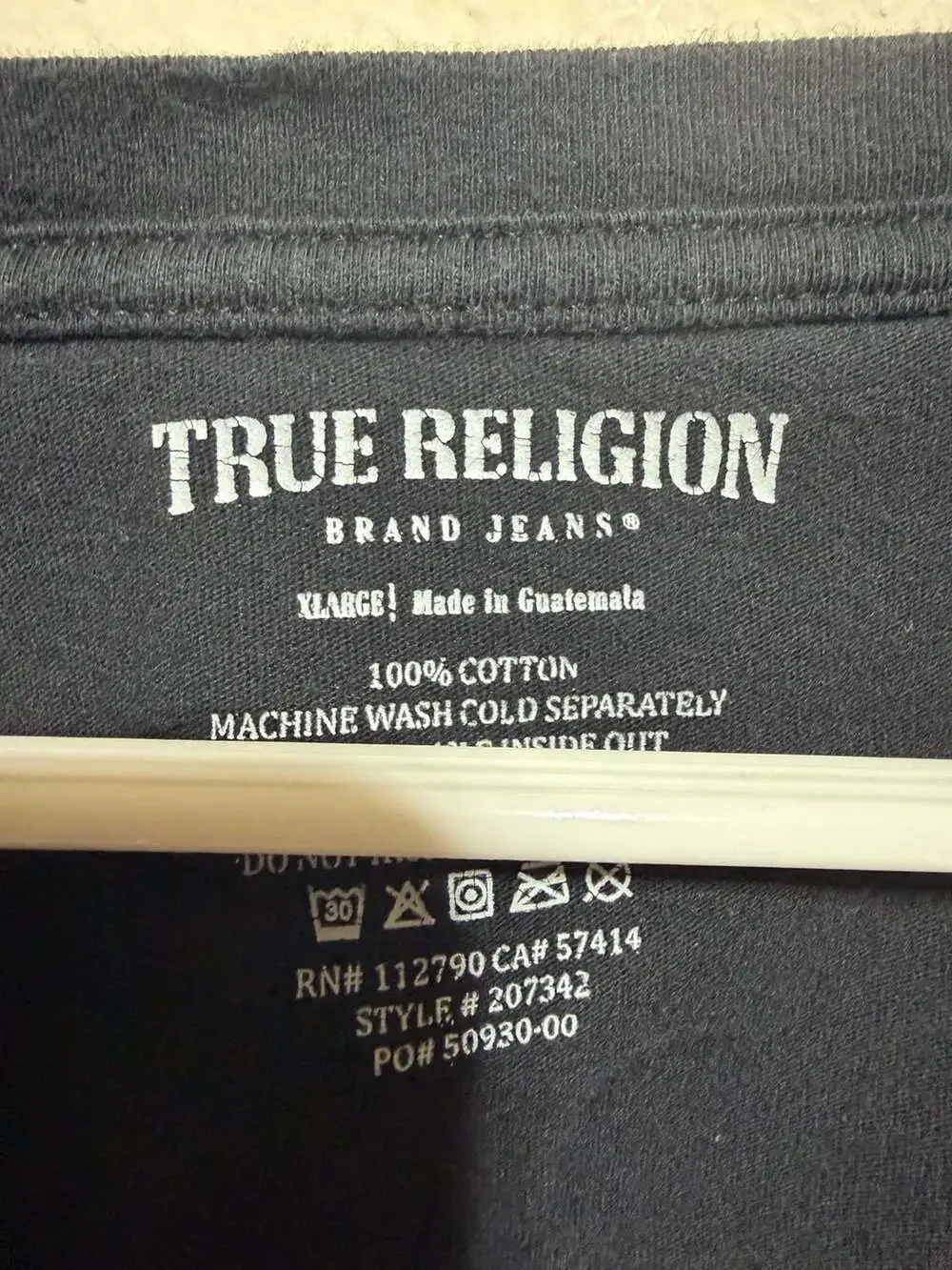 True Religion Buddha Graphic V-Neck T-Shirt Black Gold XL